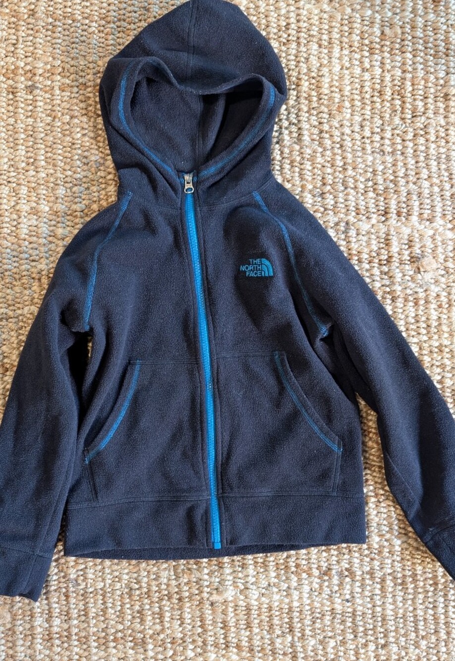 The North Face Dark Navy Fleece Jacket with Royal Blue Detail, Kids Sz Small 7/8